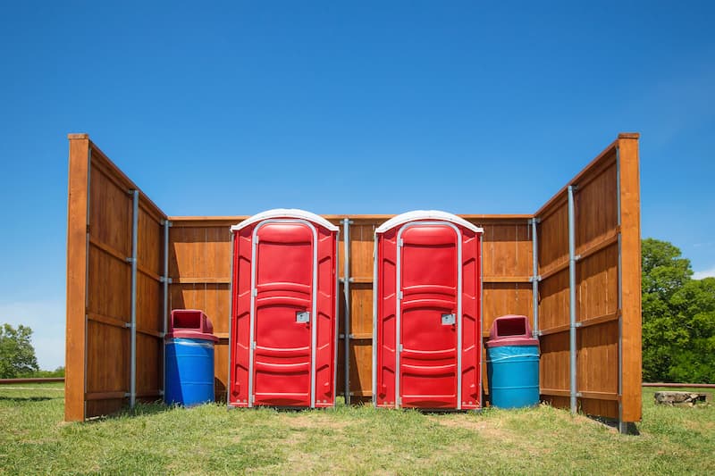 Short-term porta potty units staged for delivery in Bel Air, Maryland